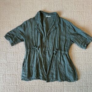 Women's Green Linen Top